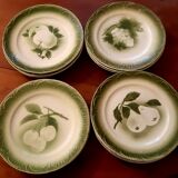 Set of 12 digoin sarreguemine fruit dessert plates