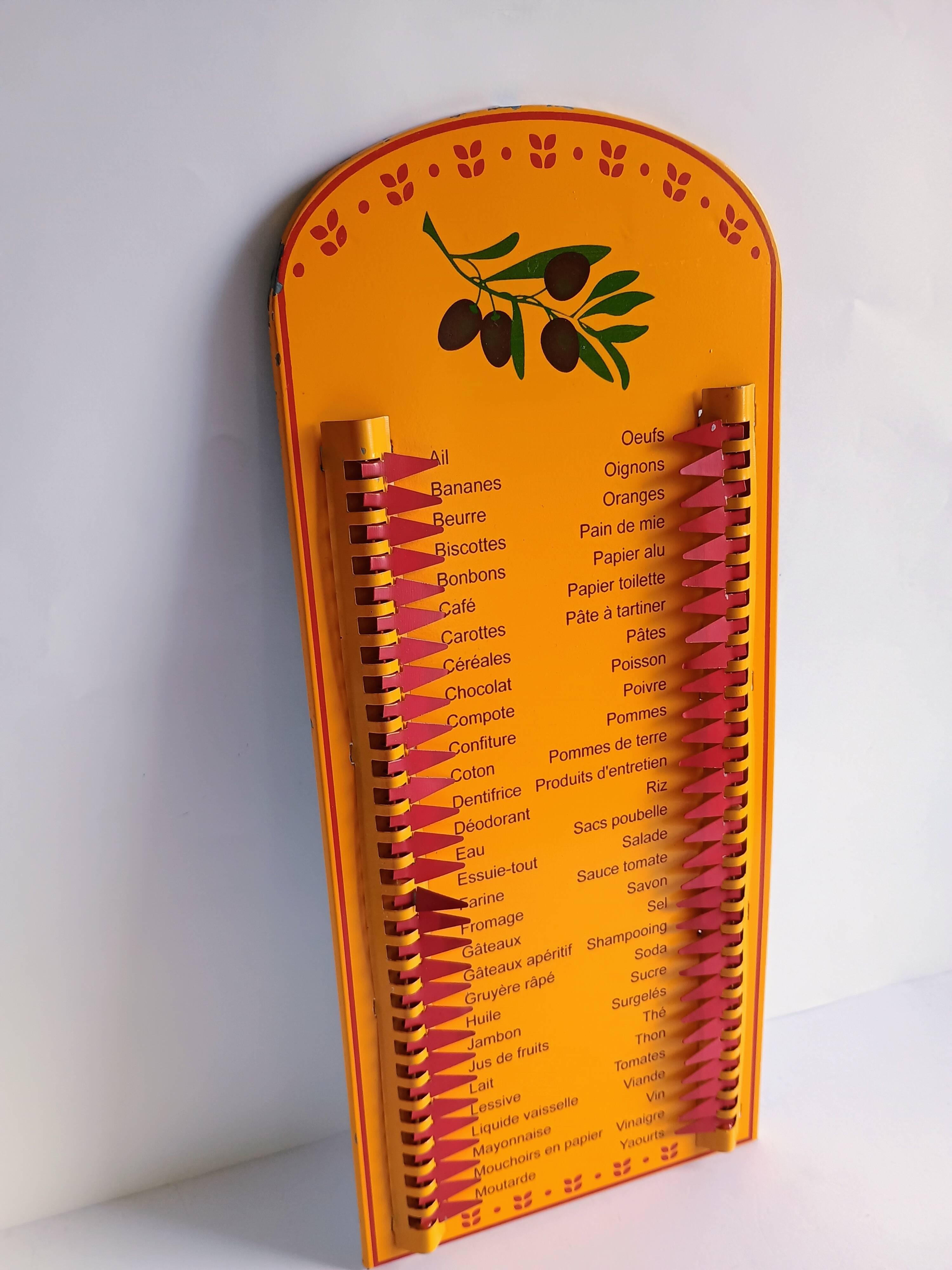 Vintage Provençal sheet metal commission list organizer