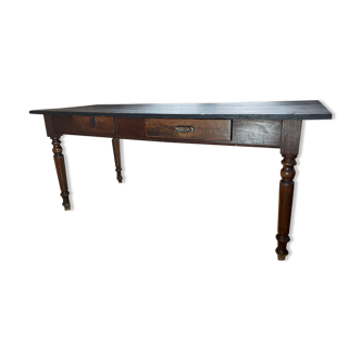 Black patinated wooden top table