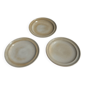 Set of 3 beige grey stoneware plates D25