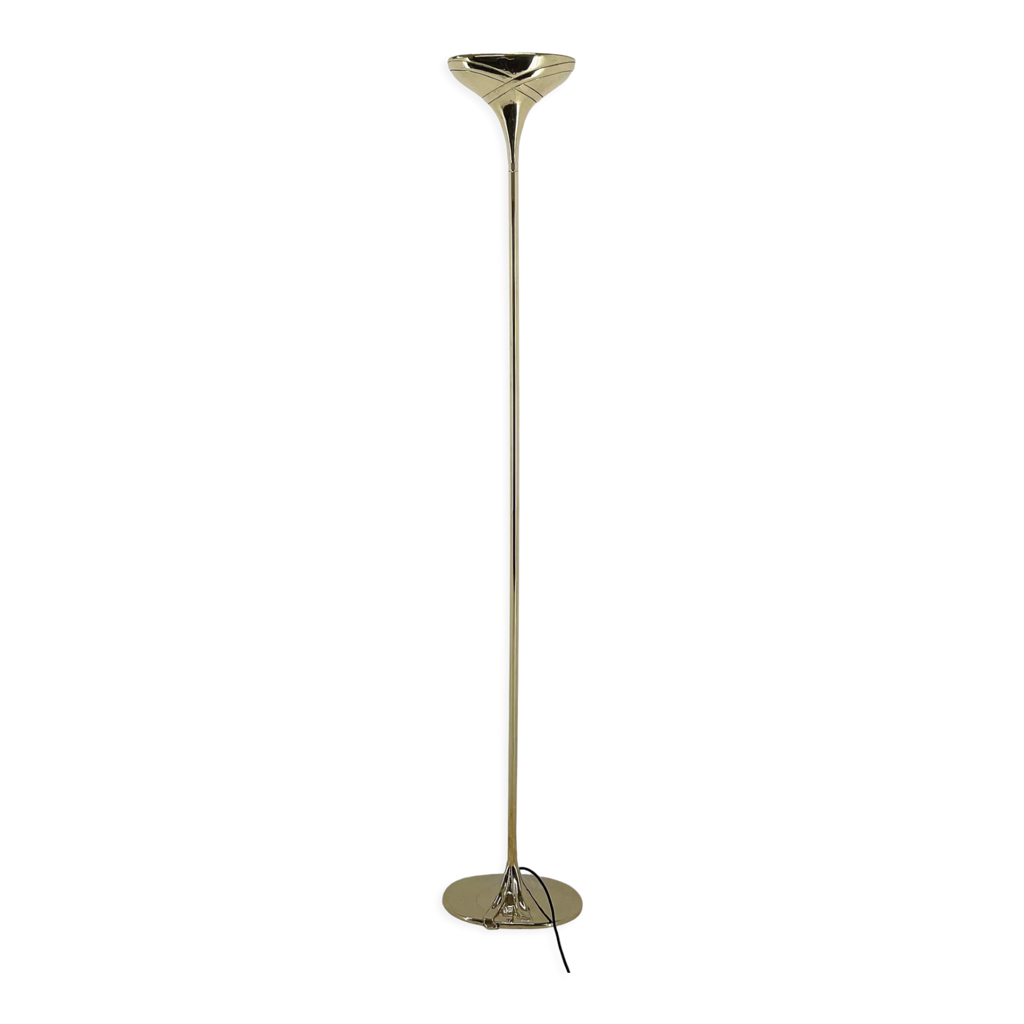 Italian tall all brass torchiere floor lamp, marked
