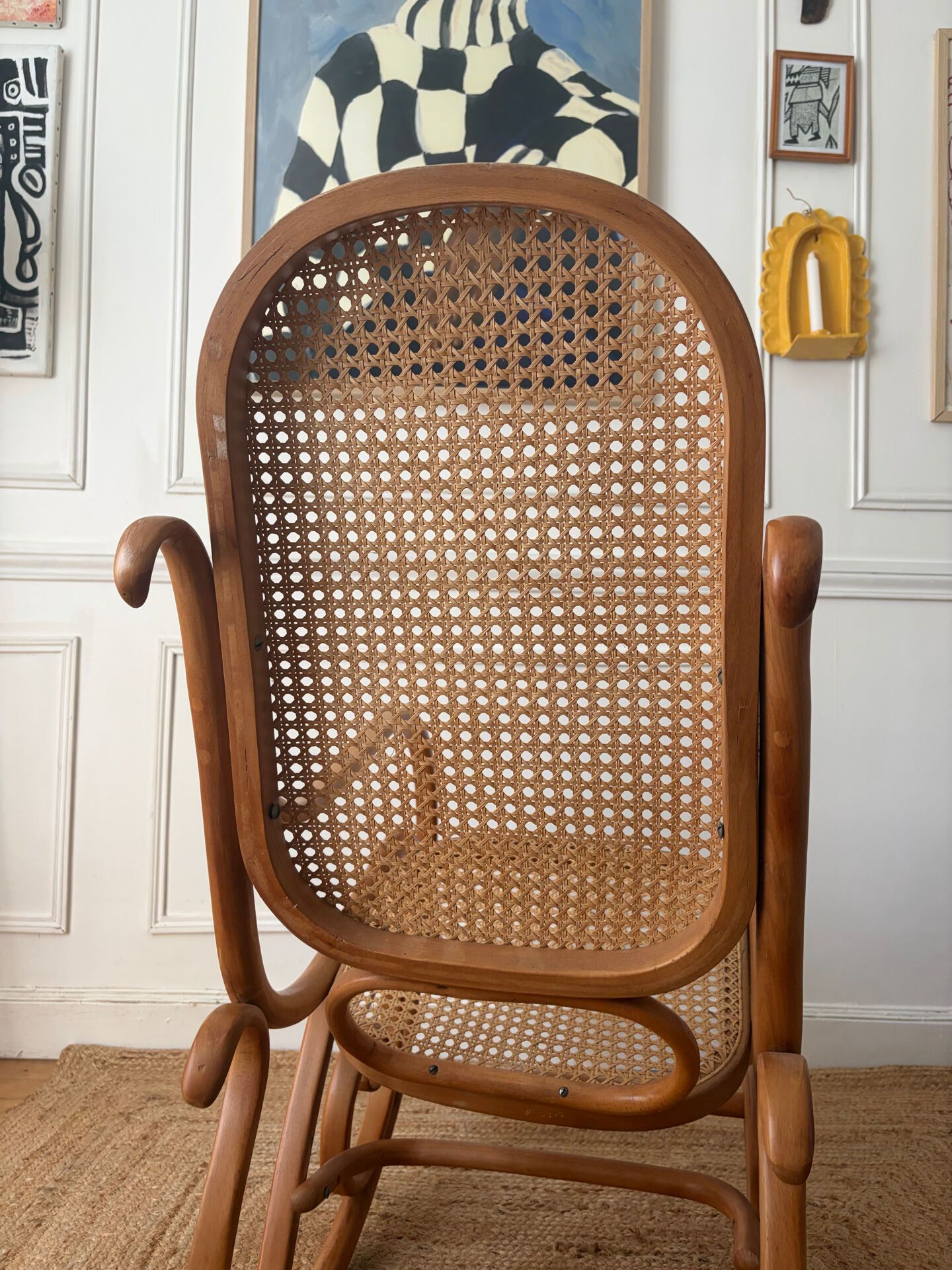 Curved wooden rocking chair
