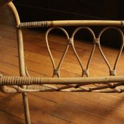 Magazine rack vintage rattan bamboo, cove round moving volutes feet