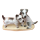 Zoomorphic sculpture cracked ceramic fox terrier dogs