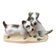 Zoomorphic sculpture cracked ceramic fox terrier dogs