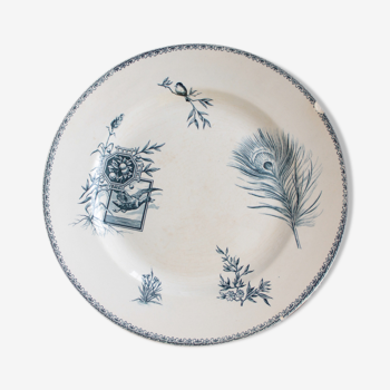 Old dish of opaque porcelain on ground transfer service