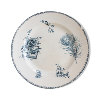 Old dish of opaque porcelain on ground transfer service