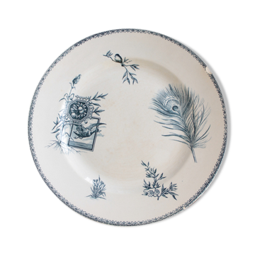 Old dish of opaque porcelain on ground transfer service
