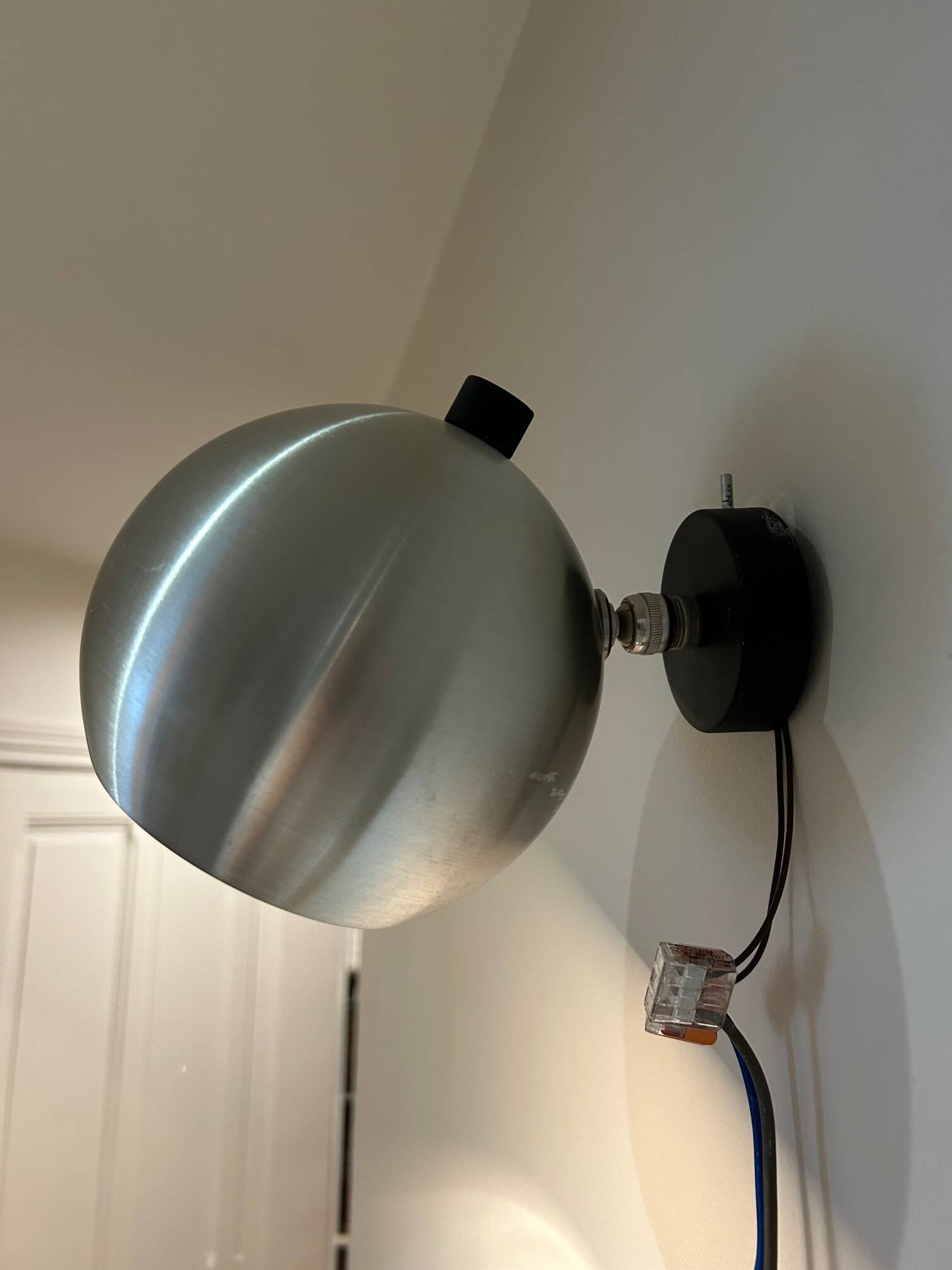 round brushed metal wall light 1970