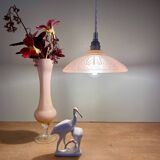 Suspension abat-jour Art Déco en verre dépoli rose