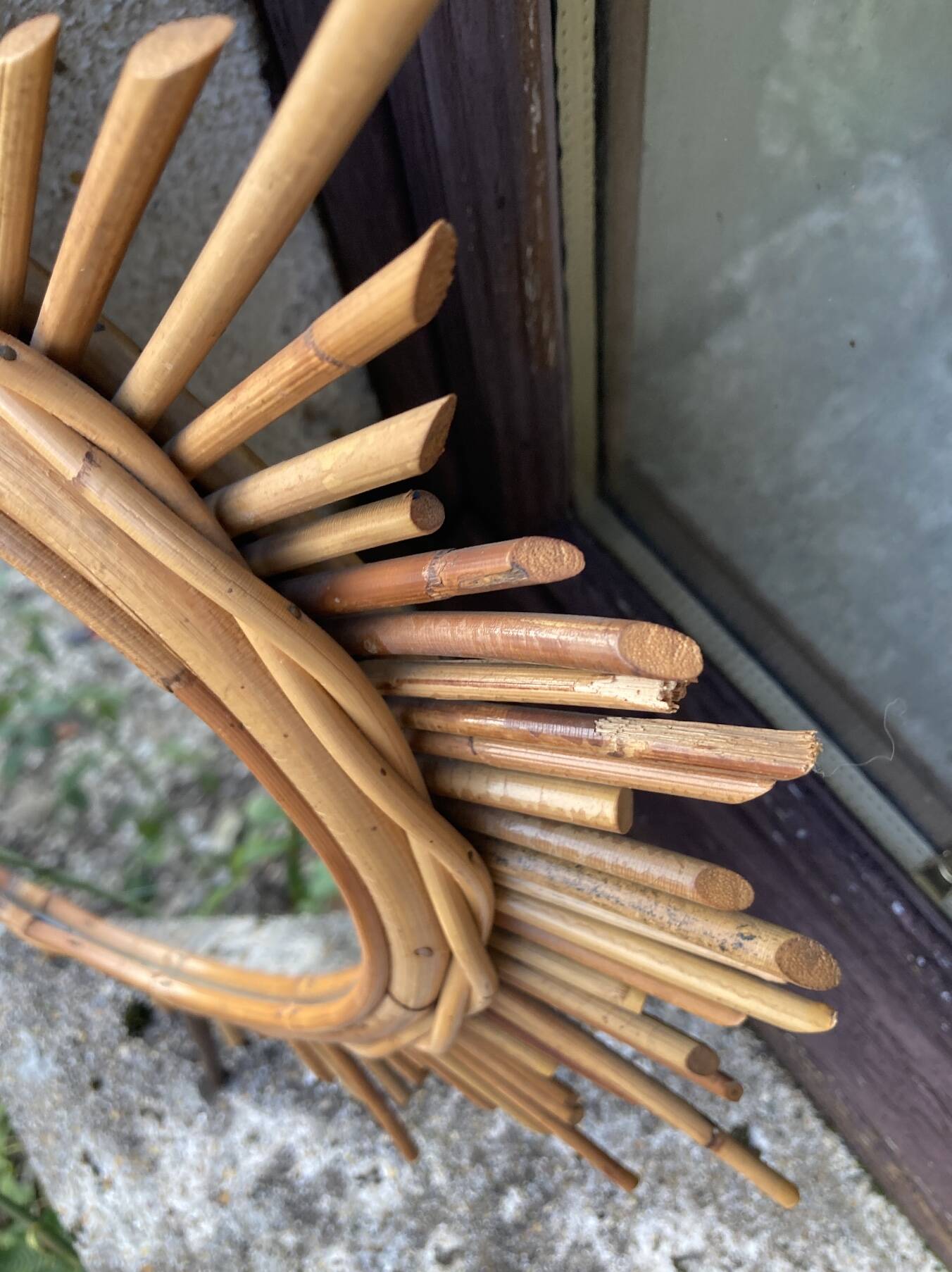 Vintage rattan sun mirror