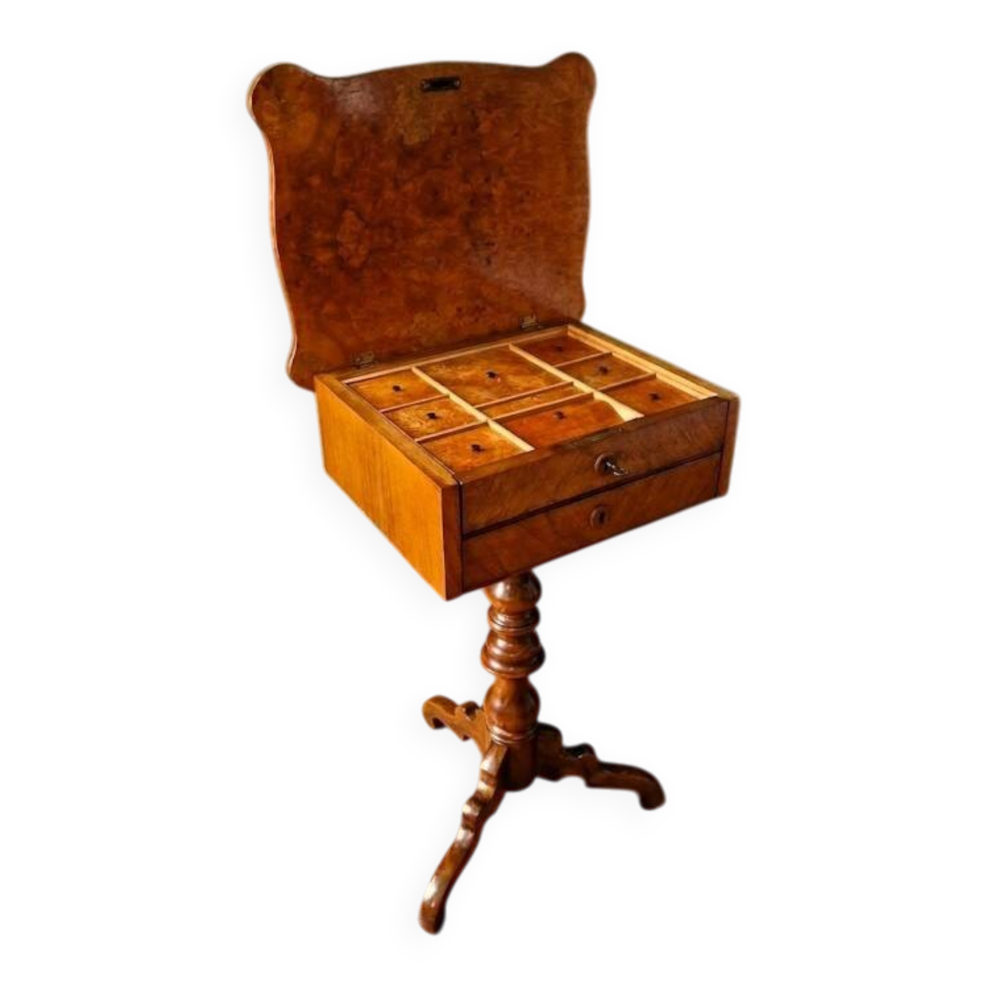Work table / Chest of drawers with a system in thuya burl and veneer