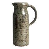 Green and brown speckled handcrafted stoneware pitcher