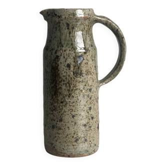 Green and brown speckled handcrafted stoneware pitcher