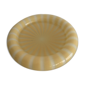Vintage yellow-white striped round glass ashtray