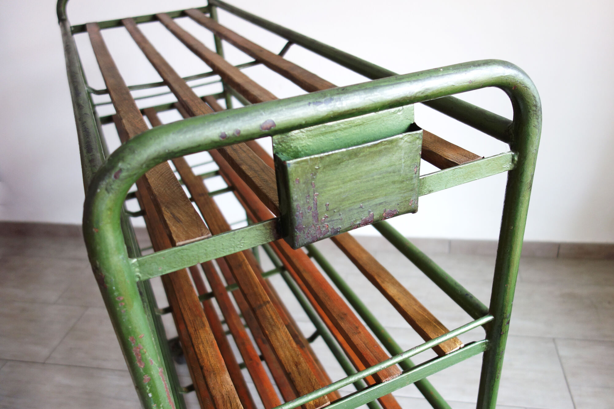 Industrial floor, vintage wheeled