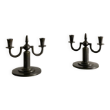 Pair of Vintage Swedish Decorative GAB Bronze Candelabras, 1930s