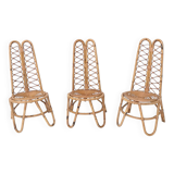 Ensemble de trois chaises de jardin en bambou, Italie