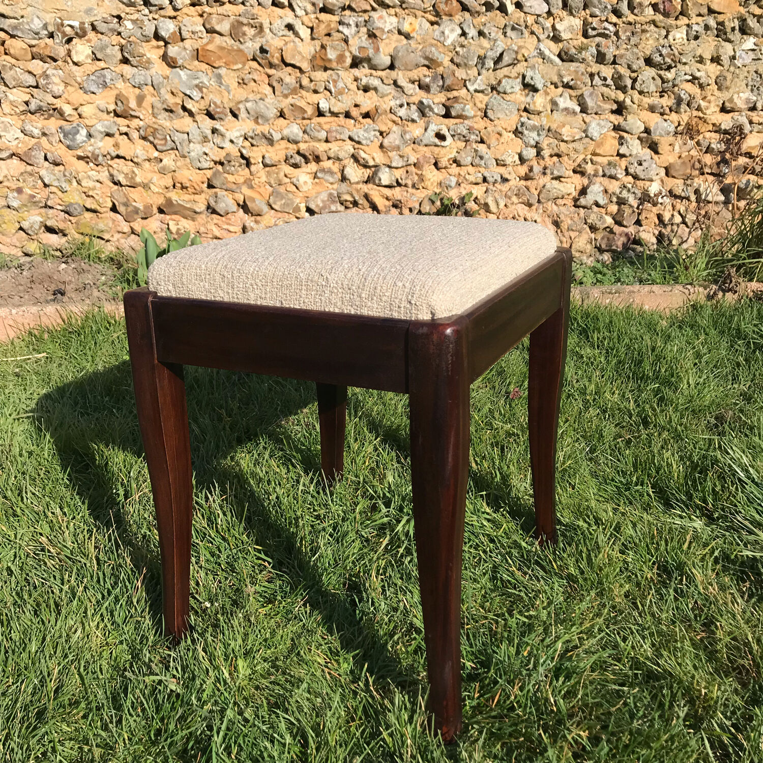 Vintage rectangular piano stool 1950