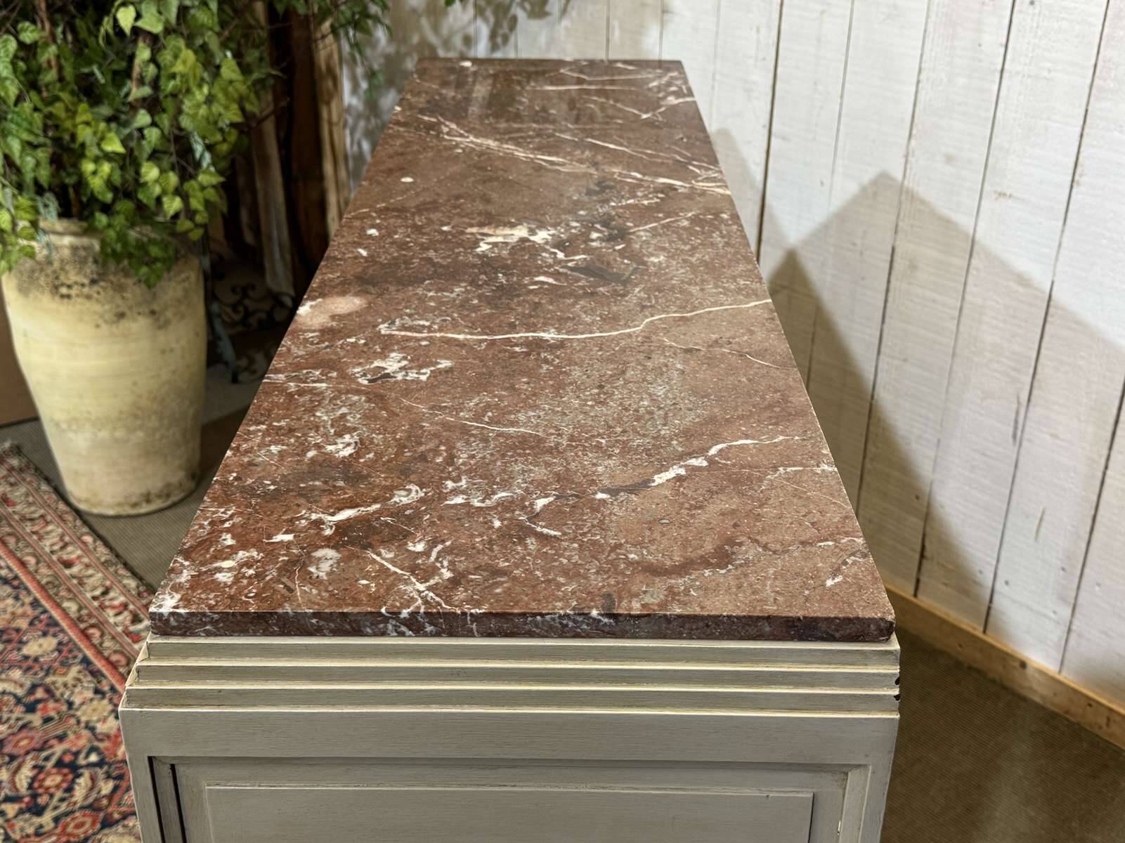 Art Deco sideboard in walnut, oak and marble top.