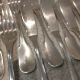 12 fish cutlery sets, 24 pieces, silver-plated metal, Christofle Cluny silversmith