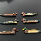 6 duck-shaped knife holders in lacquered wood
