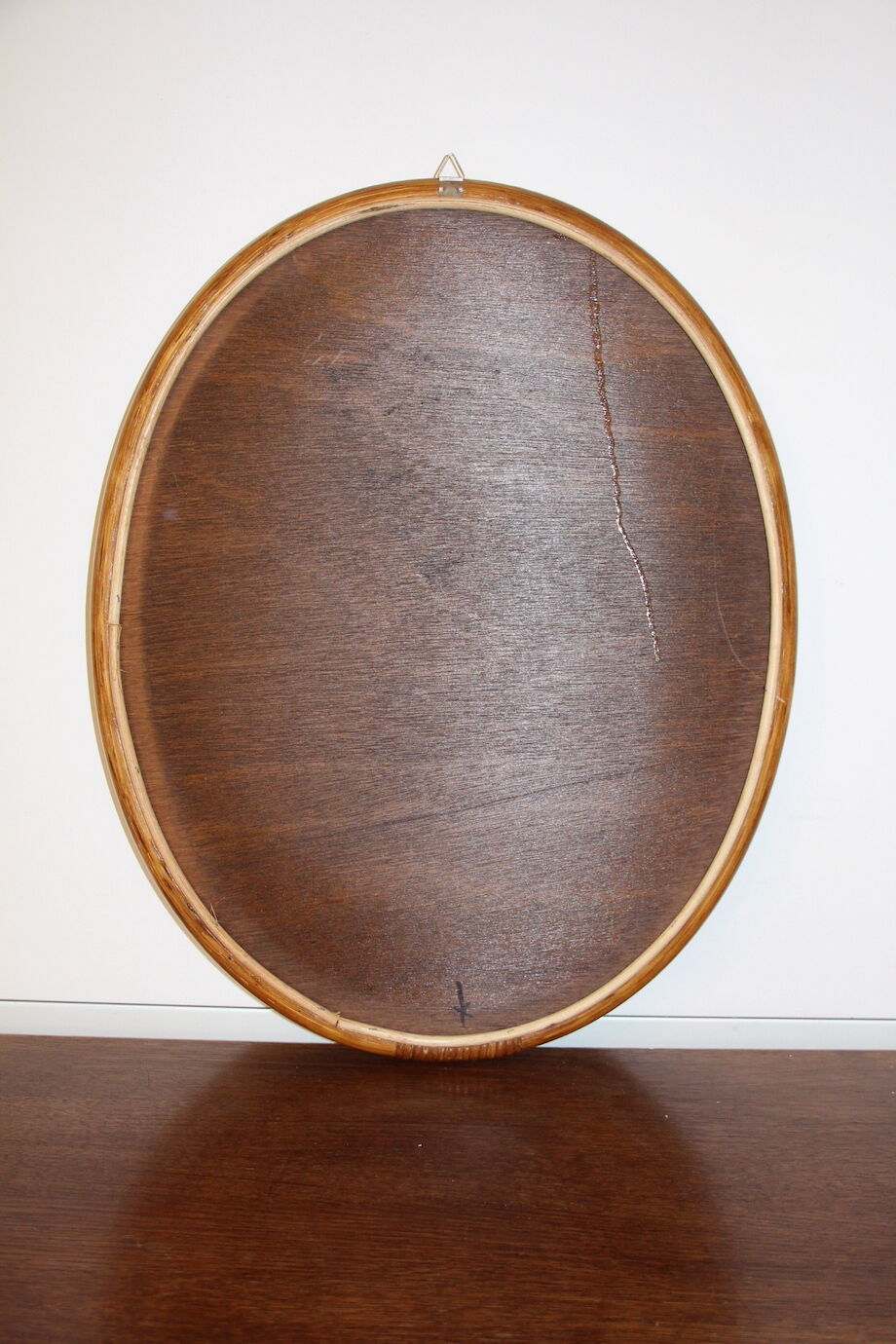 Oval bamboo mirror