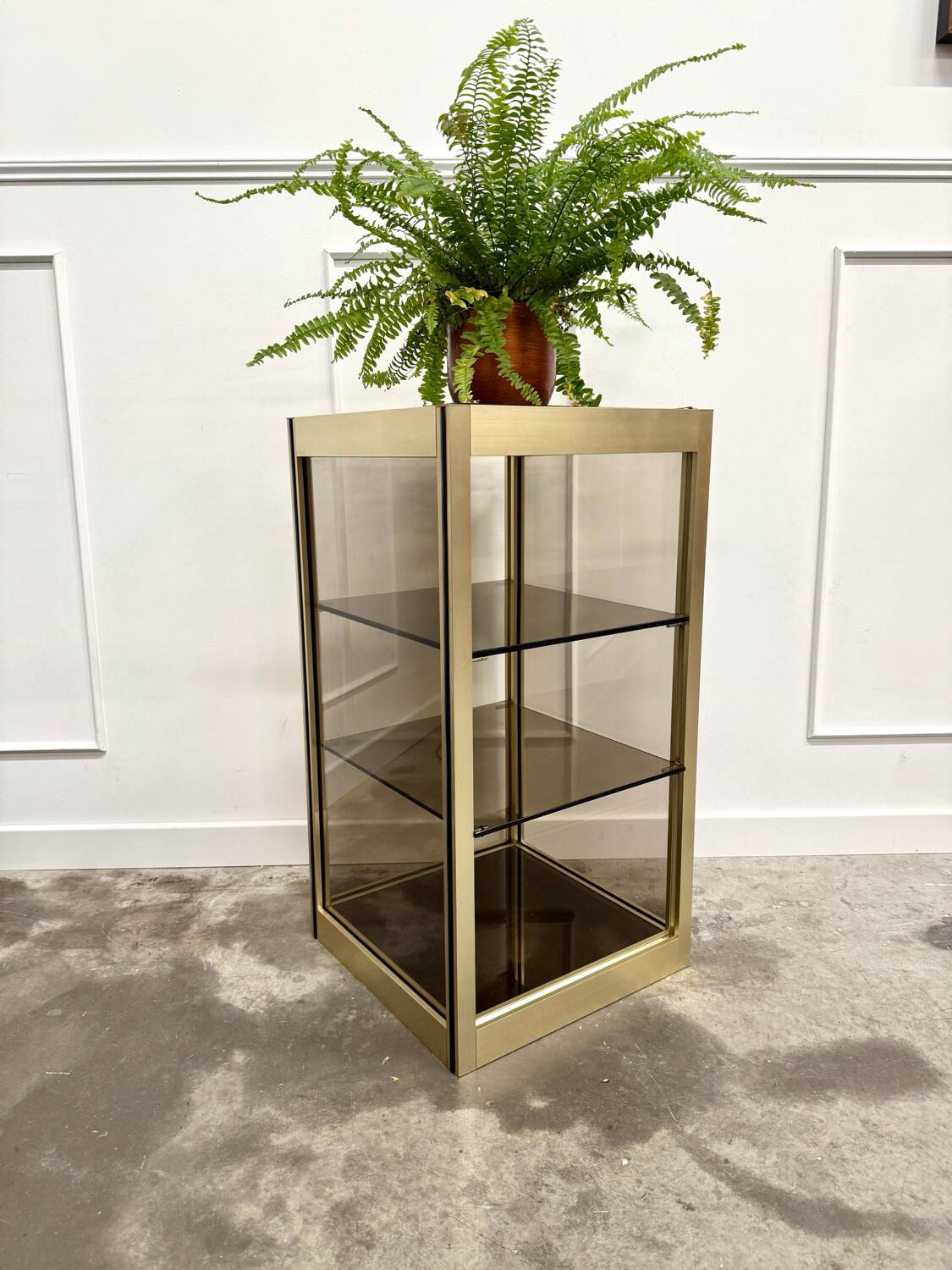 70s console smoked glass