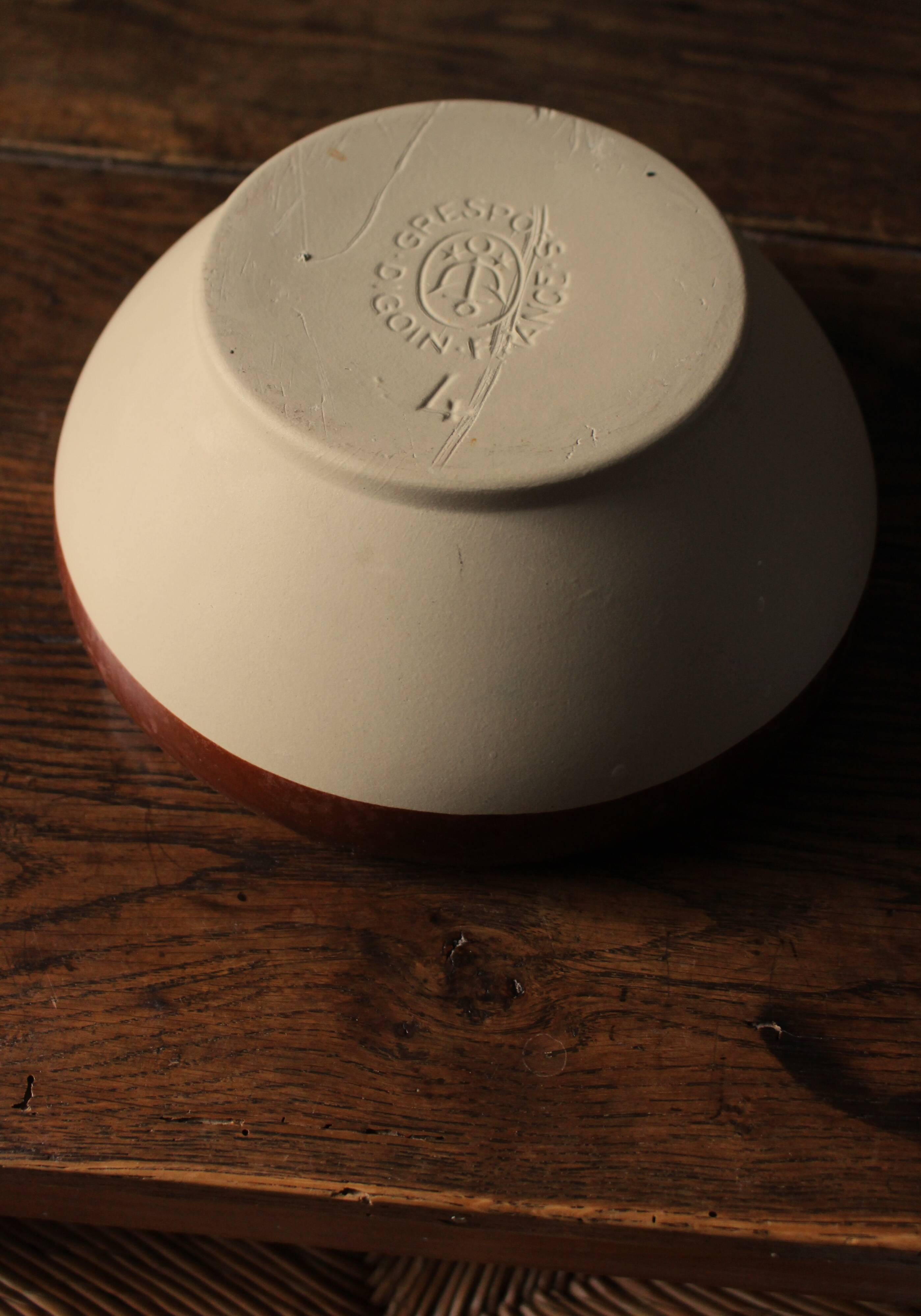 Digoin two-tone glazed vintage stoneware salad bowl