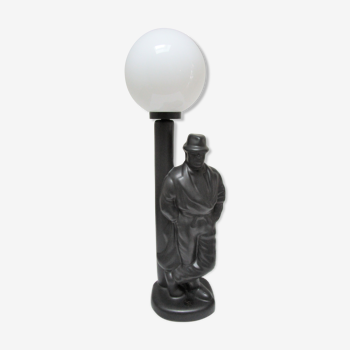 Lampe céramique noire design années 80 homme réverbère vl holland
