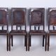 Czech Cubist Chairs in Oak and Red Leather by Josef Gočár, 1910s, Set of 4