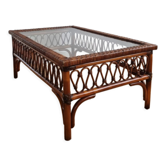 Table basse rotin vintage