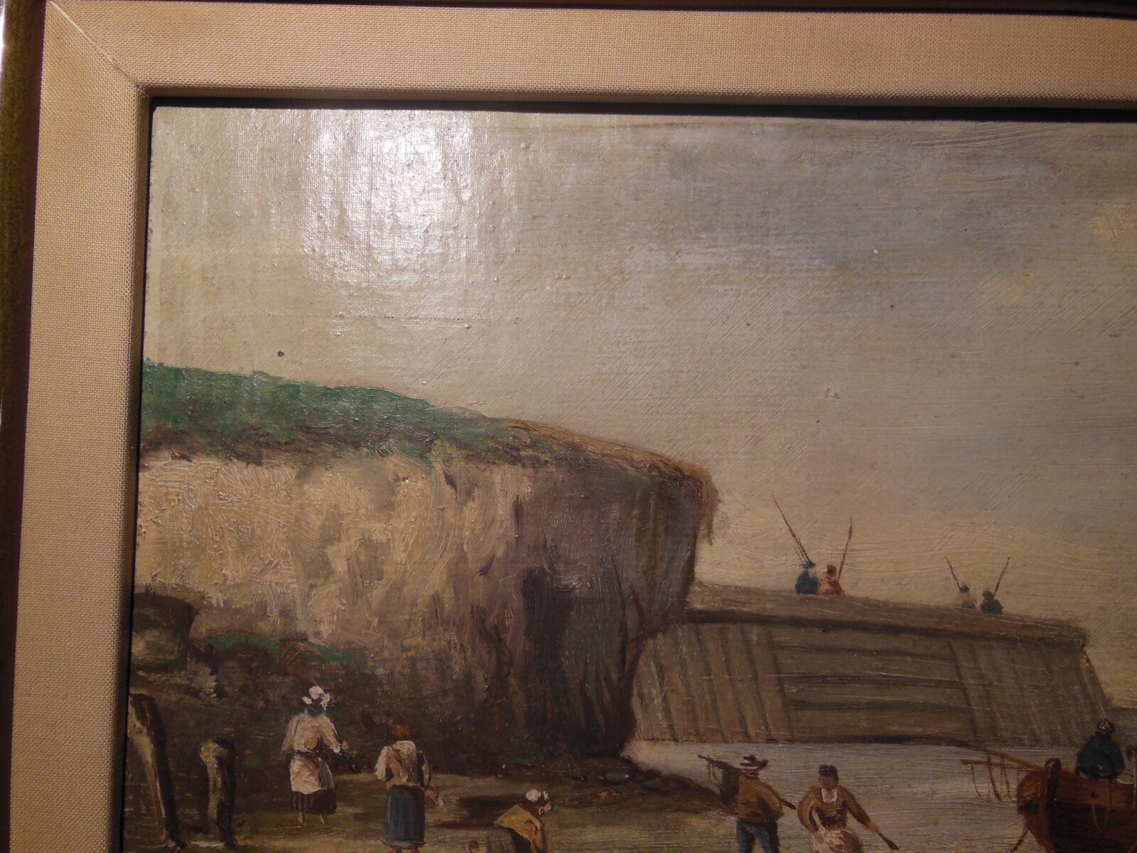 Marine oil on marouflée canvas breton school A. Hervé