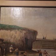 Marine oil on marouflée canvas breton school A. Hervé