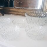 Glass dessert service bowl and cups