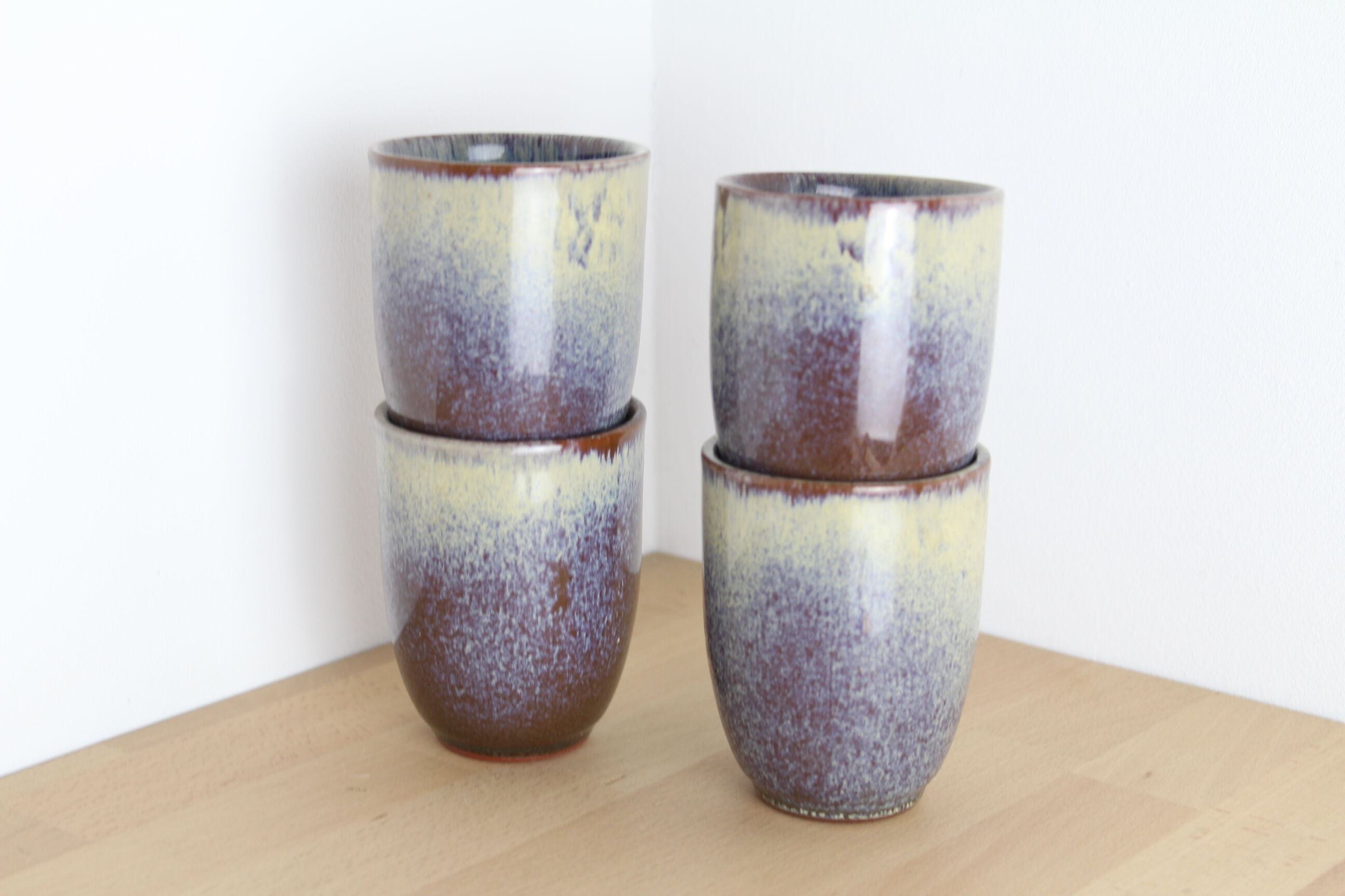 Set of 4 blue ceramics cups