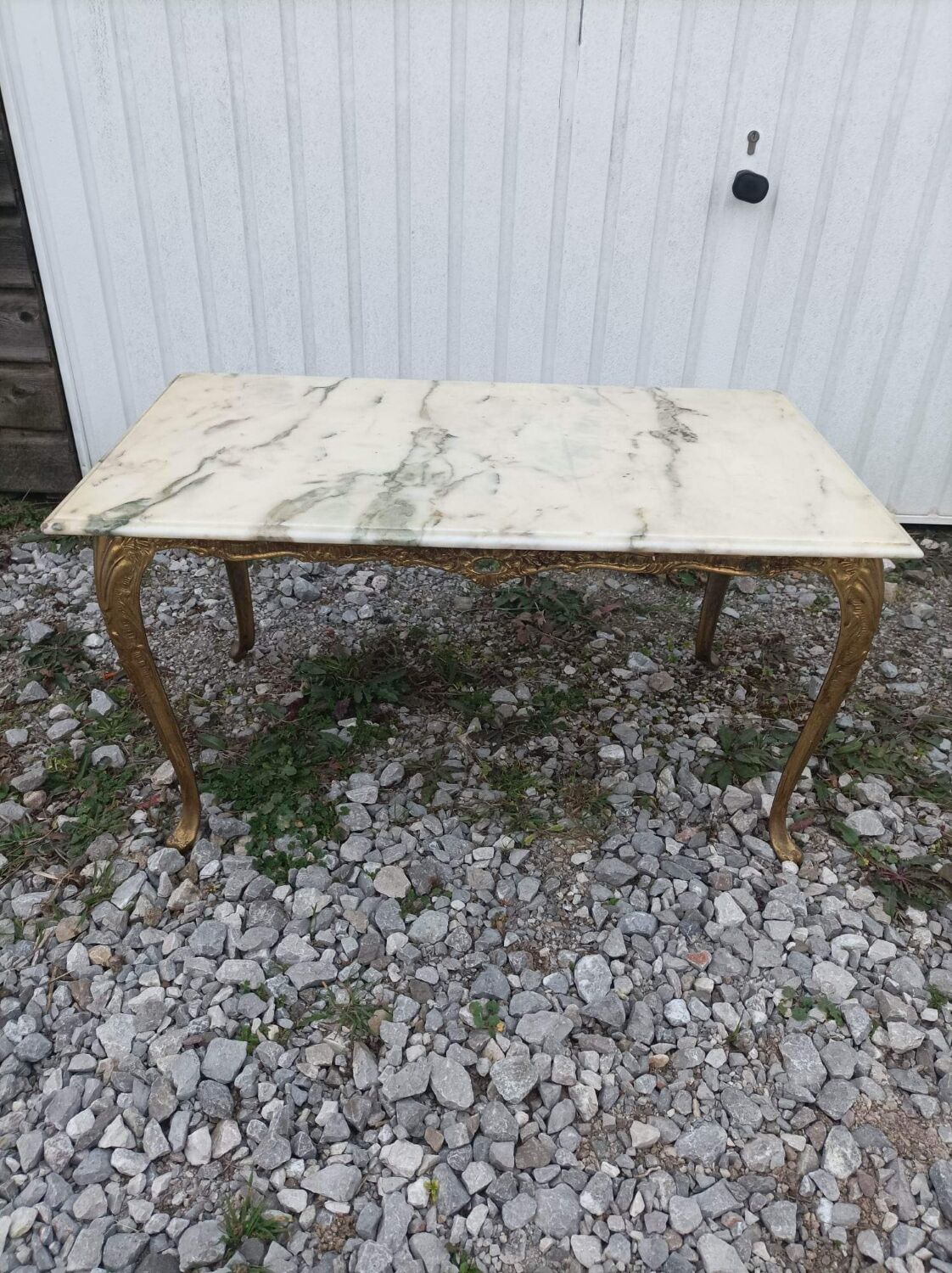 Vintage brass marble coffee table