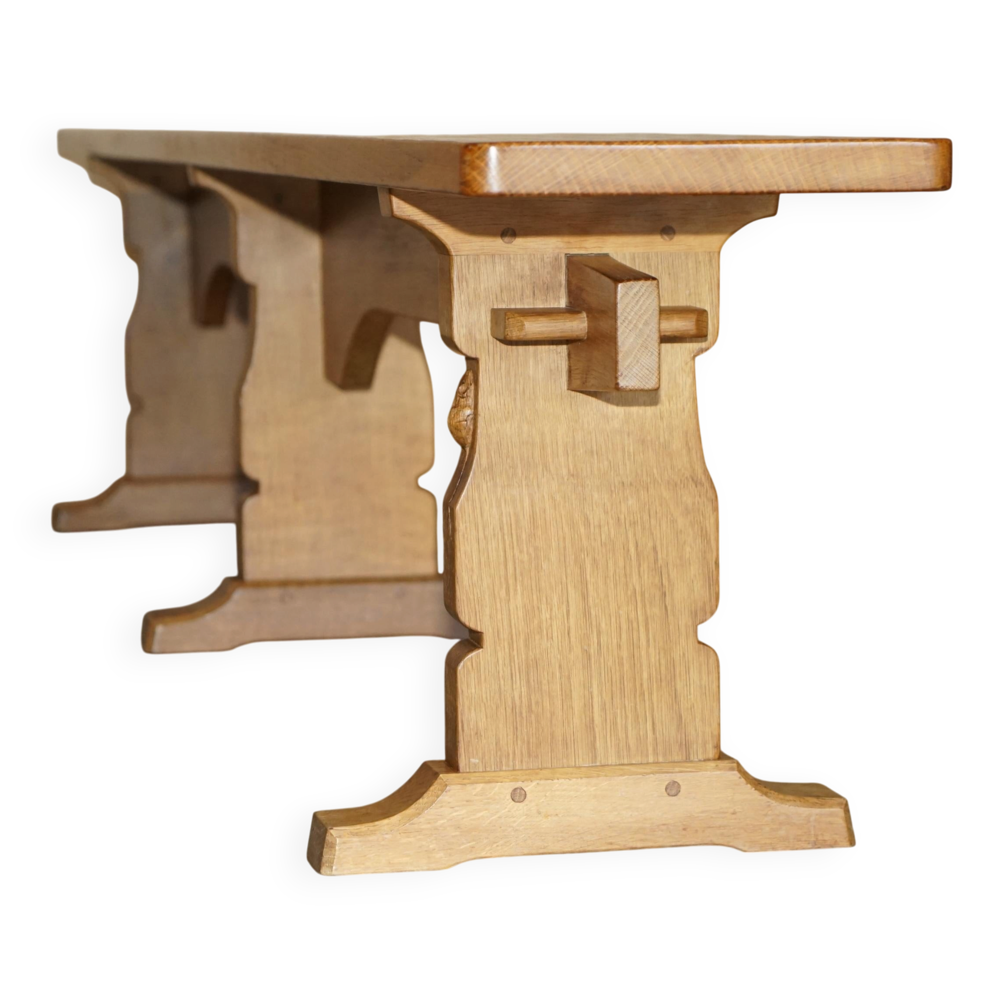 Pair of vintage dining room benches by Robert Mouseman Thompson