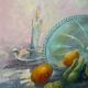 Still life painting with fruit, signed