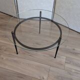 Coffee table attributed to Roger Le Bihan, modernist design in glass and metal.