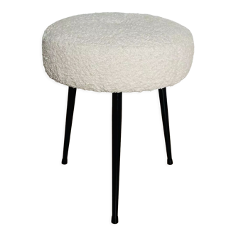 White stool, year 60/70, restored in white moumoute fabric