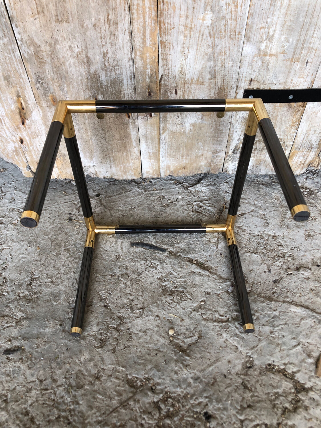 Coffee table tube metal black & gold vintage