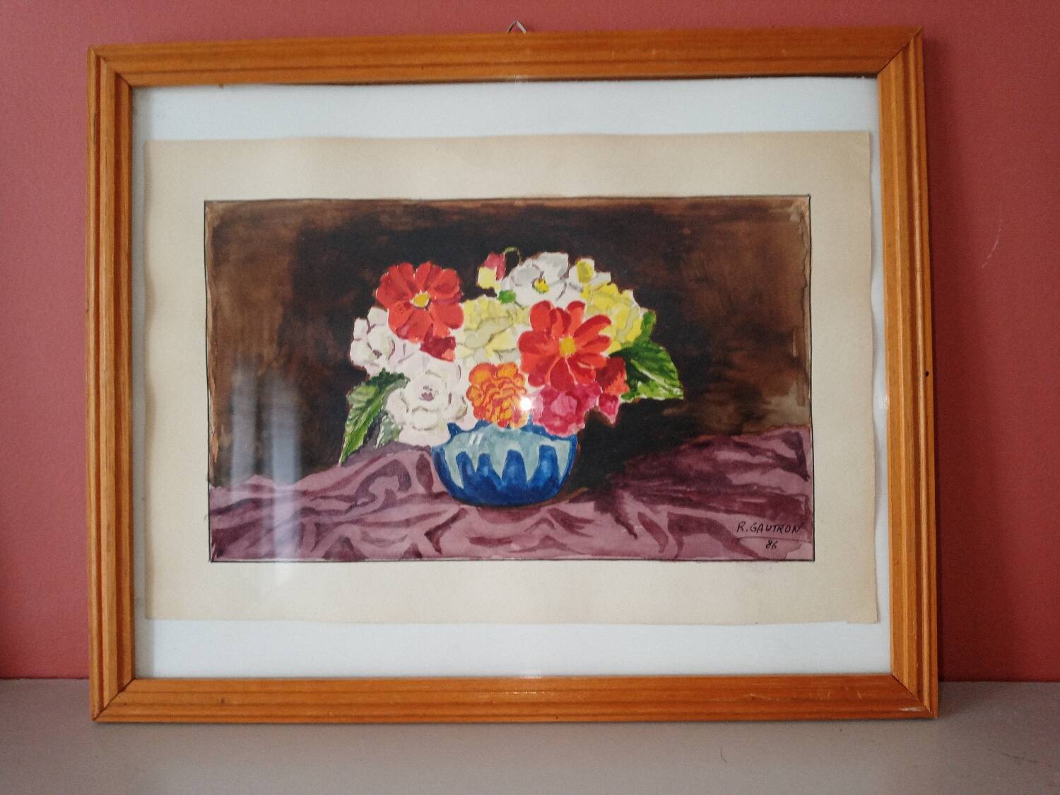 Signed floral painting