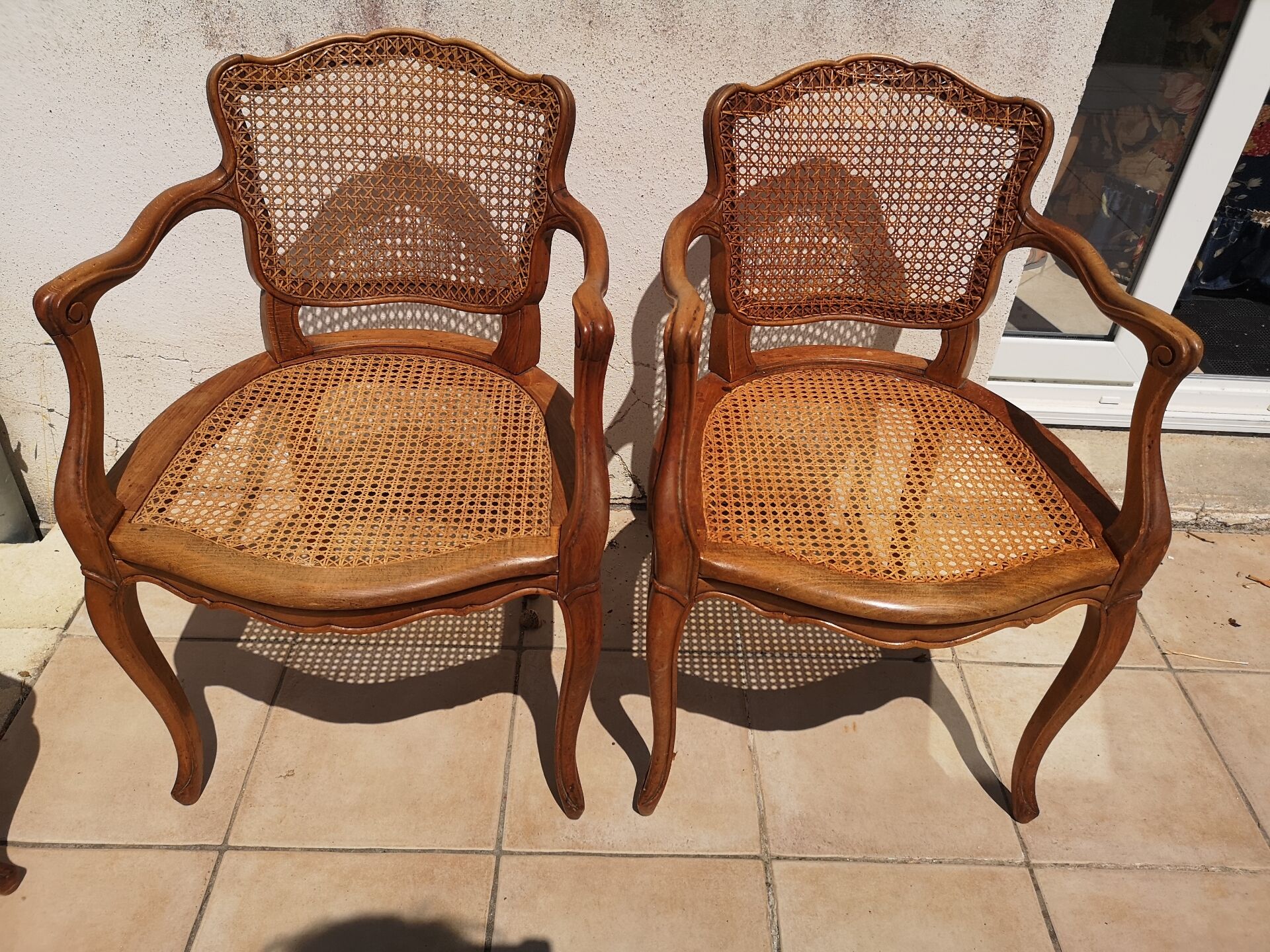 Set of 2 cane chairs in Louis XIV style