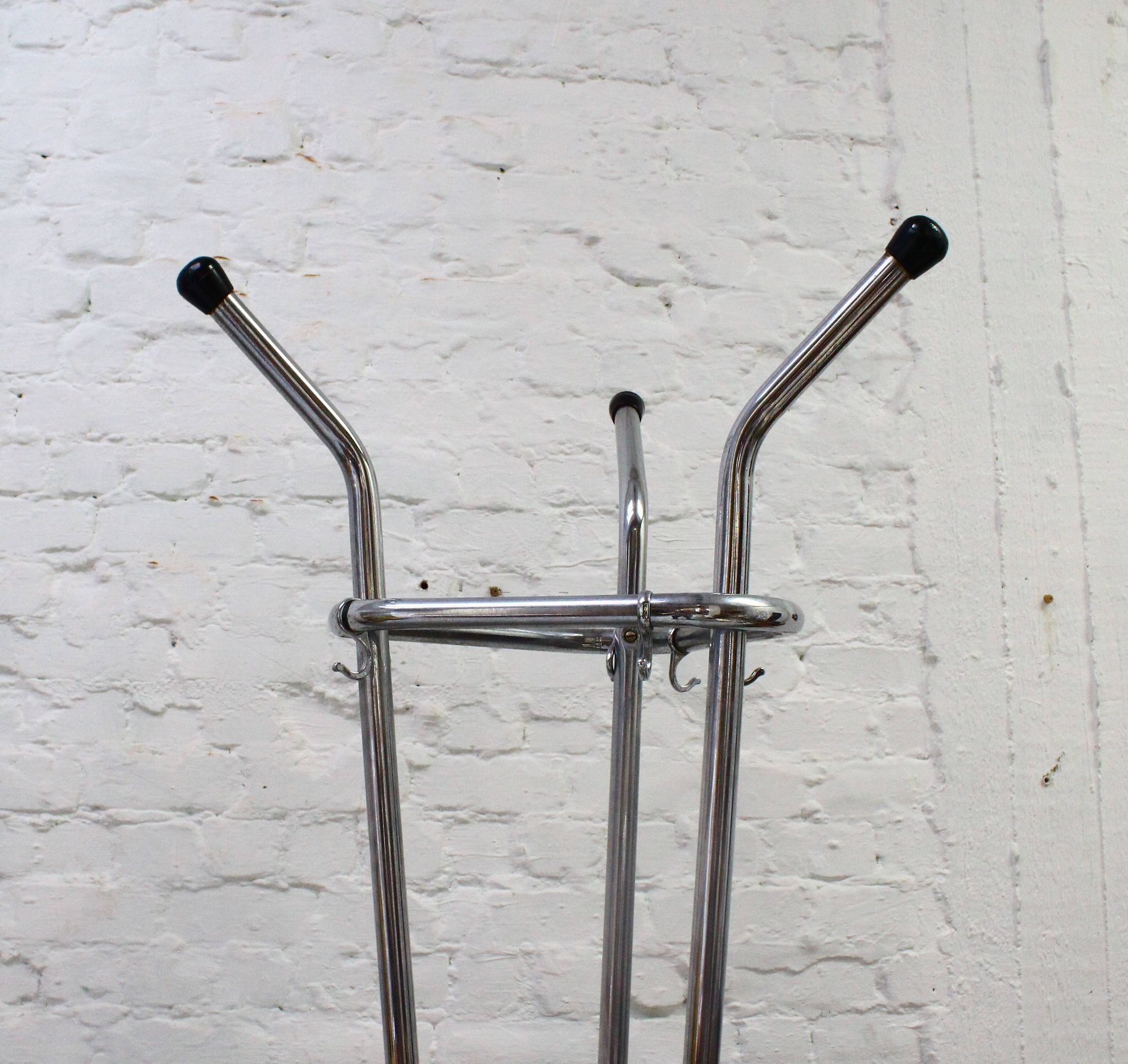 Vintage tubular chrome coat rack, 1970s