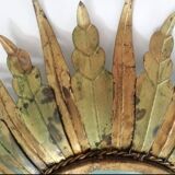Chandelier / ceiling light golden sun metal glass, 1960s