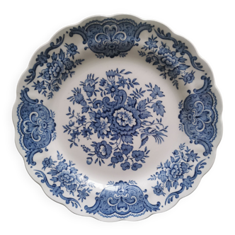 Assiette à dessert en porcelaine anglaise antique Staffordshire Ridgeway Windsor. Bleu et blanc