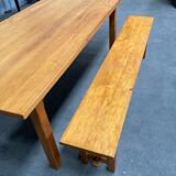 Pine farm table with its bench