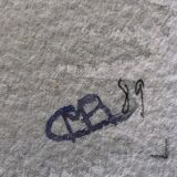 Watercolor painting potiche with pensees flowers, on paper, signed cmb or cmr, still life 1989