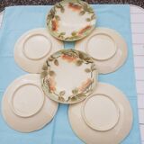6 small Sarreguemines slip plates